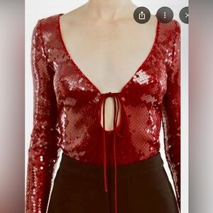 Bardot Red Sequin Blouse
